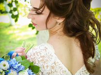 Свадебное платье 42-44 пышное фатин кружево