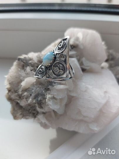 Комплект украшений с голубым агатом