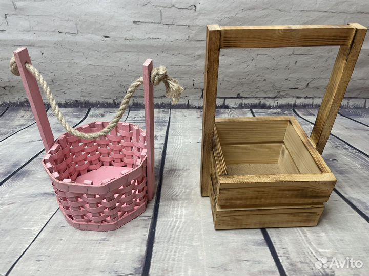 Деревянные корзинки для цветов или подарков