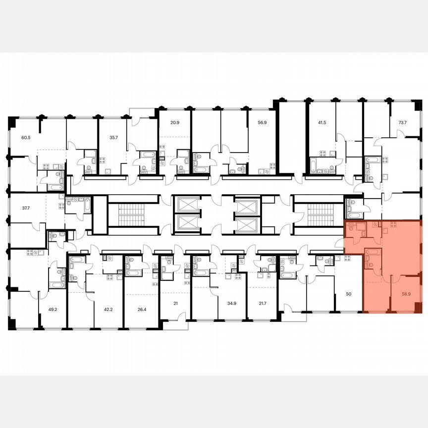2-к. квартира, 58,9 м², 5/32 эт.