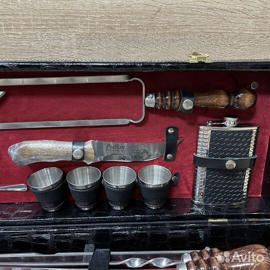 Шашлычный набор Дипломат с двойными шампурами