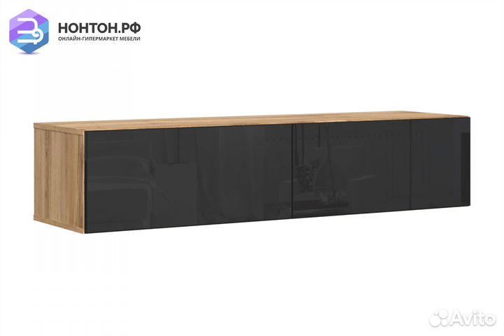 Тв-тумба somero дуб вотан / черный глянец