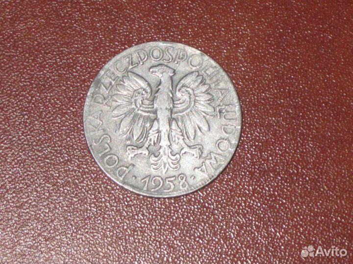 5 злот польши 1958 алюминий rare