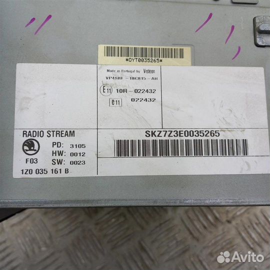 Магнитола Skoda Octavia A5 1.6 BSF 102Л.С. 2005