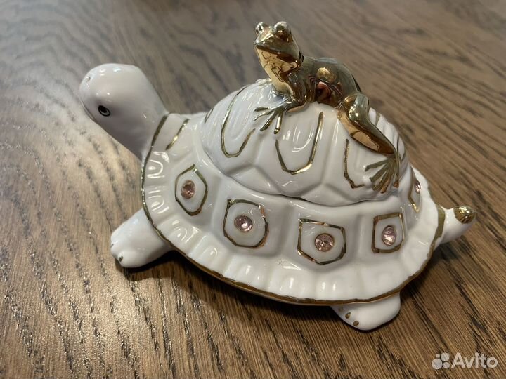 Черепашка и лягушка фарфор, шкатулка