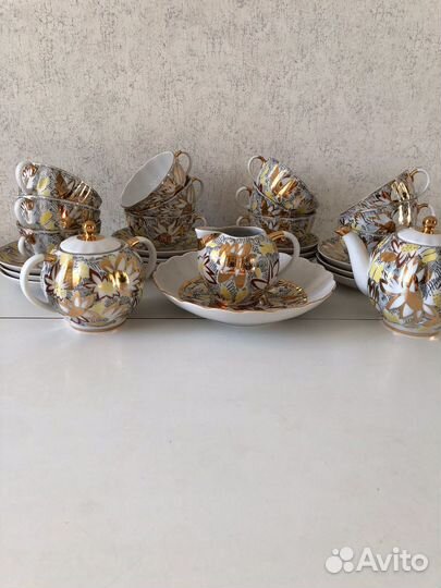 Чайный сервиз лфз СССР золотые ромашки