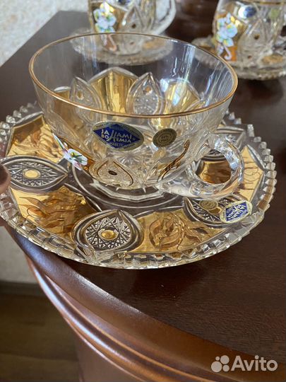 Хрустальные пары чашек Чехия