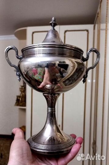 Антиквариат Ваза посеребрение на ножке, Европа