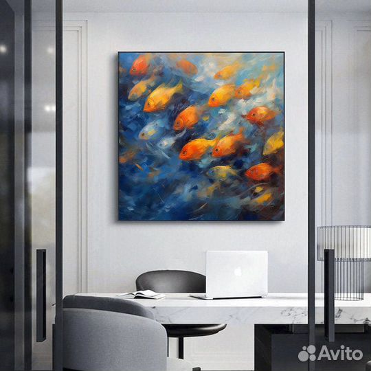 Картина маслом с рыбами
