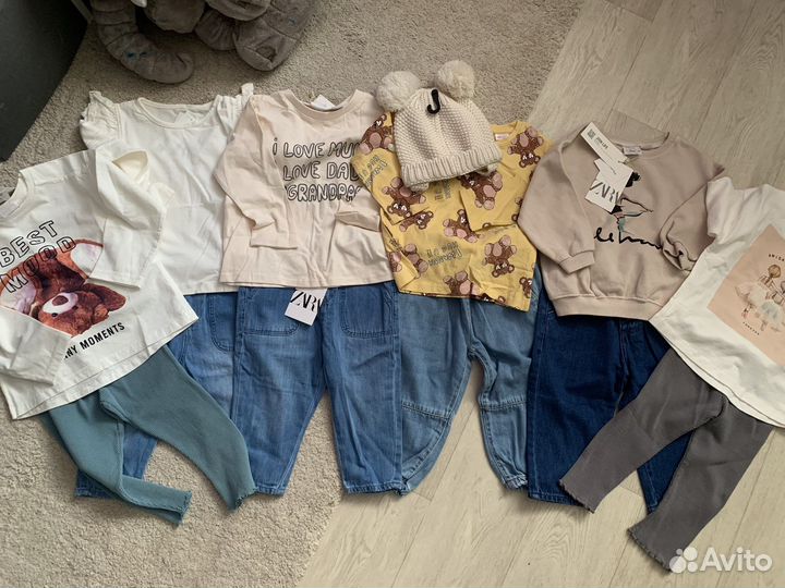 Zara оригинал новое 86 92 джинсы лонг свитшот