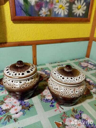 Посуда из керамики СССР (кувшины, пиалы, горшочки)