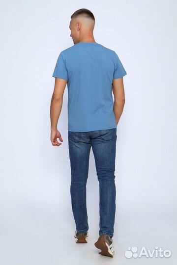 Футболка мужская - голубой №Н-86075. Оптом