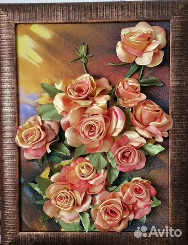 Картины вышитые лентами