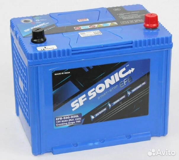 Аккумулятор SfSonic 80Ah 750A EFB+ Start-Stop