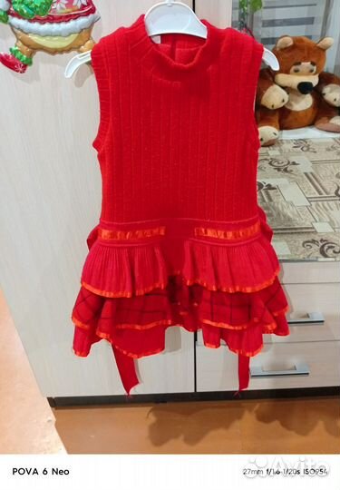 Платье с накидкой для девочек 116