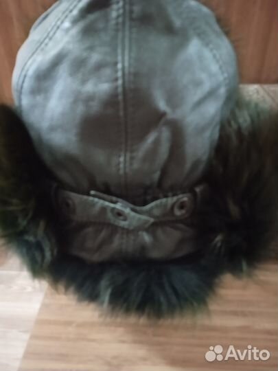 Шапка кожаная с мехом