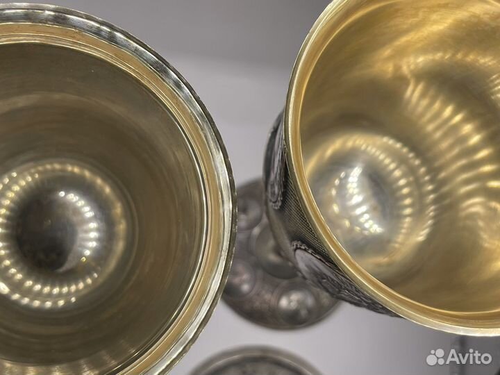 Бокал кубок чеканка серебрение золочение за два