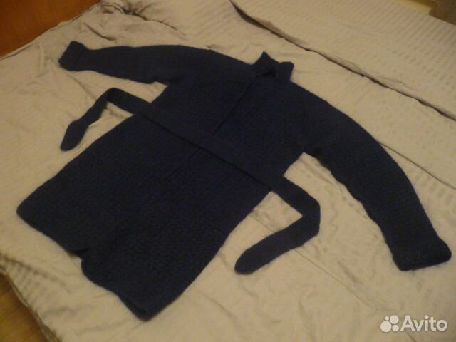 Женский шерстяной кардиган на поясе ручной вязки