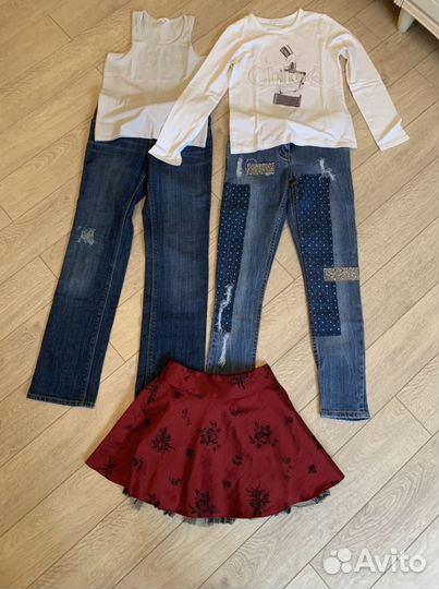 Джинсы для девочки,майки,юбочка