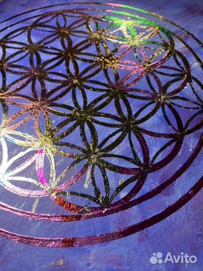 Картина акрилом с цветной поталью