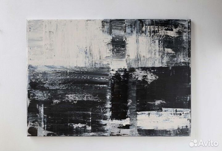 Картина черно-белая. 50х70. Абстракция
