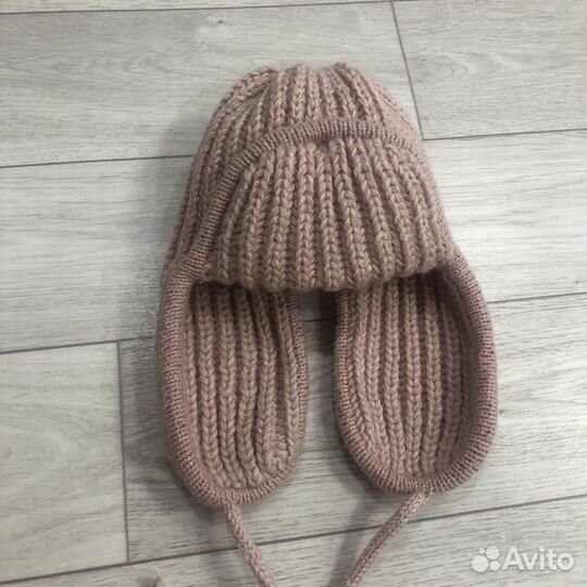 Шапка ушанка вязанная(ручной работы)