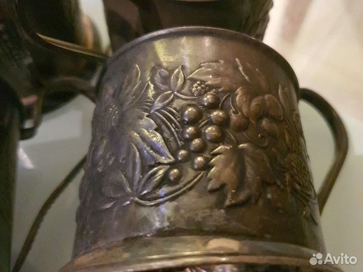 Подстаканник мельхиор с патиной СССР ягоды