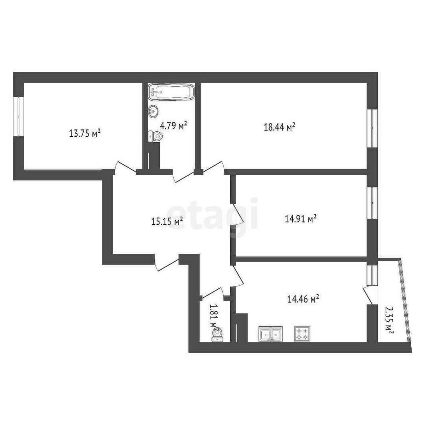 3-к. квартира, 83,3 м², 3/8 эт.