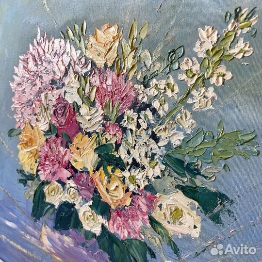 Картина маслом летние цветы текстурная