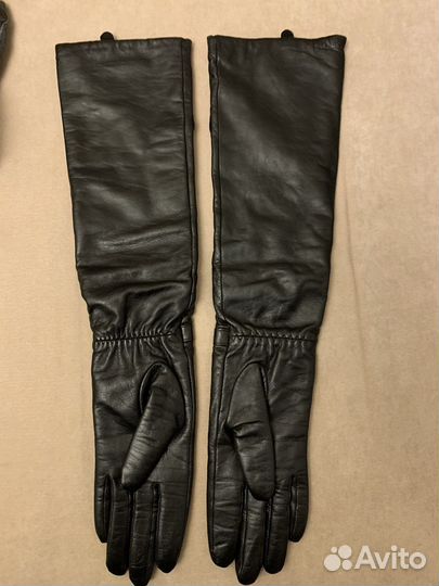 Перчатки женские кожаные длинные