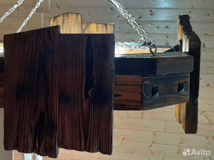 Люстра под старину, натуральное дерево