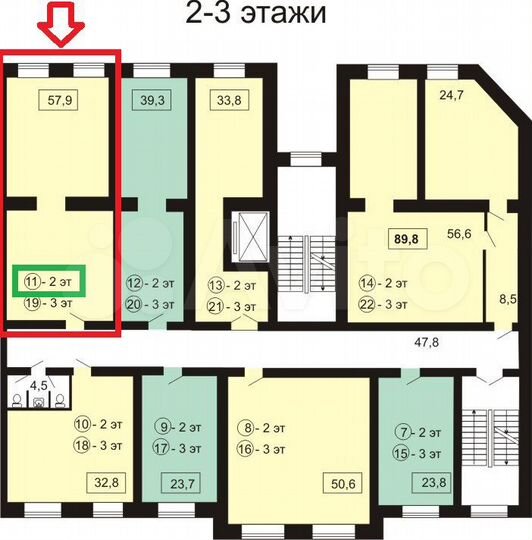 Свободного назначения, 57.9 м² ул. Московская д.1