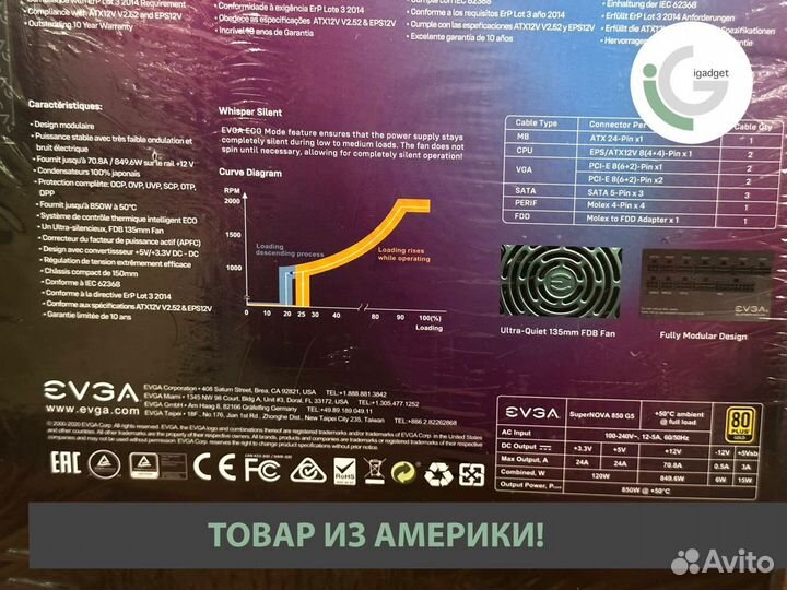 Блок питания evga Supernova 850 G5 850W Gold Power