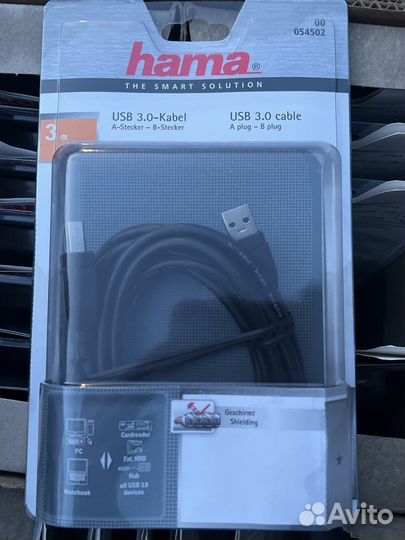 Кабель USB AB 3.0 hama 3m