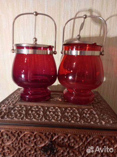 Сахарницы рубиновое стекло СССР