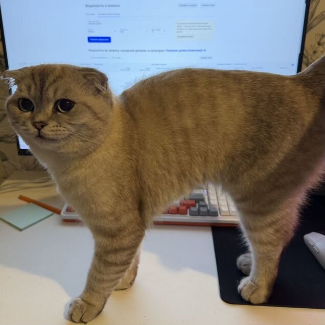 Шотландский вислоухий длинношёрстный котёнок