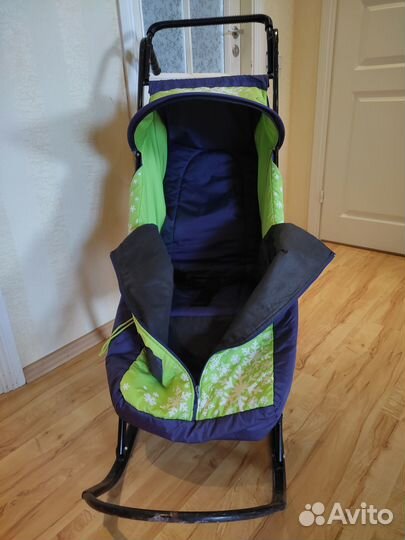 Детские зимние санки-коляска 