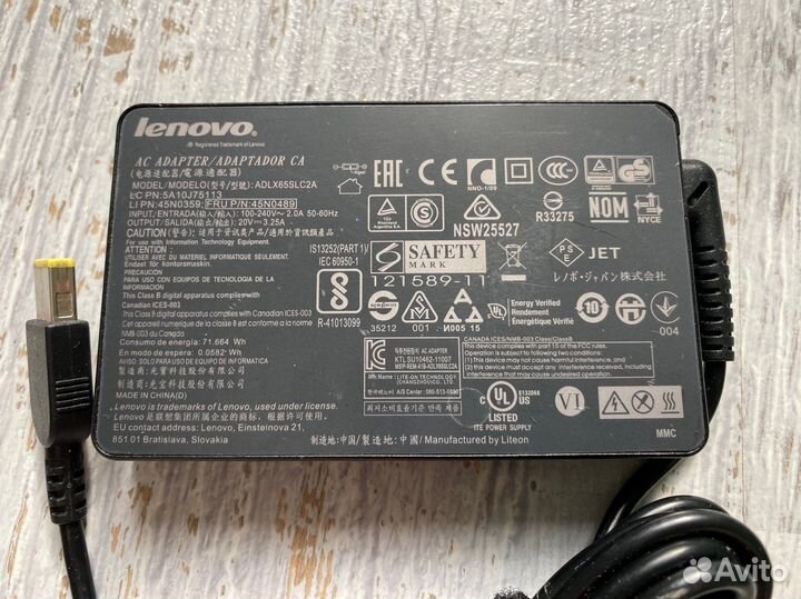Оригинальный адаптер питания Lenovo 65 Вт