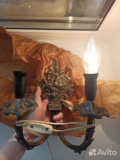 Бра подсвечник СССР двухрожковый, работающий, #2