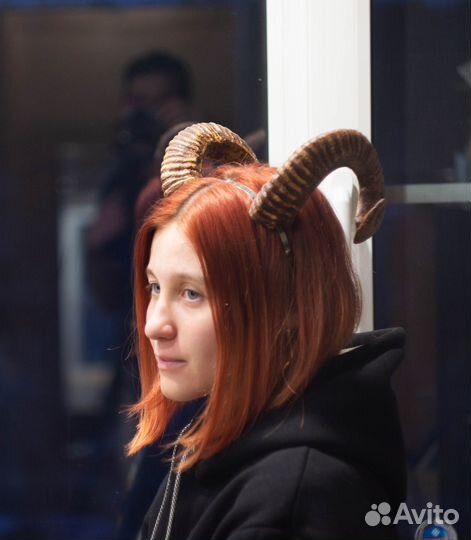 Рога демона, бараньи рожки, ободок с рогами