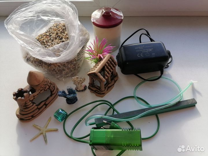 Компрессор для аквариума, грунт, фильтр