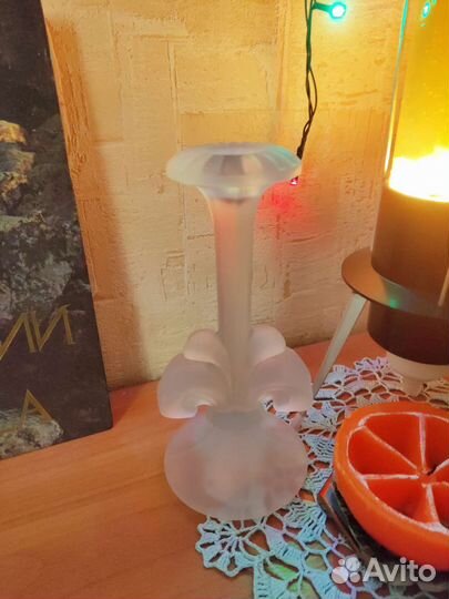 Подсвечник матовое стекло СССР 20,5 см