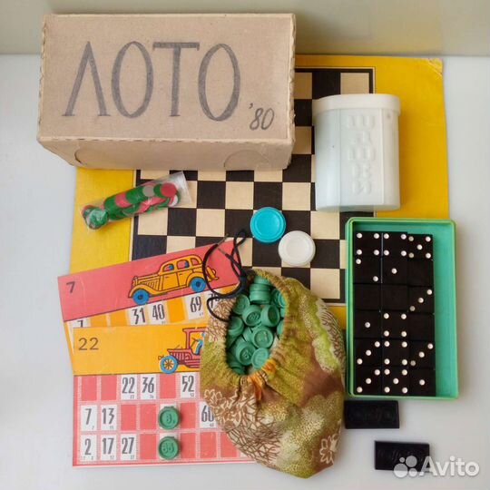 Игры настольные СССР: Шашки, Лото, Домино