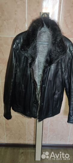 Кожаная куртка мужская зима