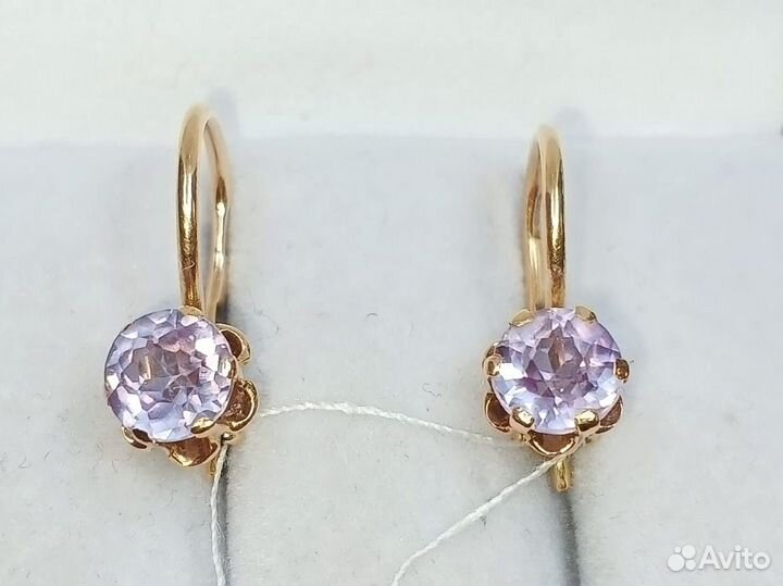 СССР Золотые серьги -дужки 583 с корундом