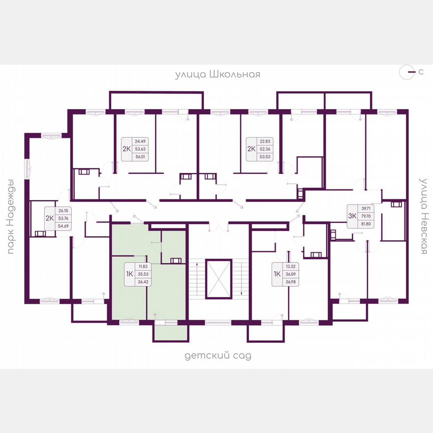 1-к. квартира, 36,4 м², 5/5 эт.