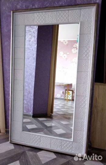 Зеркало большое белое ручной работы