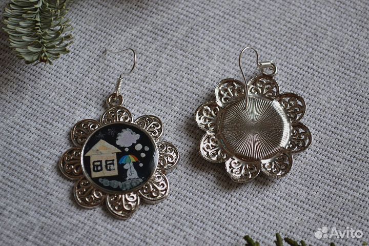 Серьги ручной работы Муми тролли эпоксидная смола