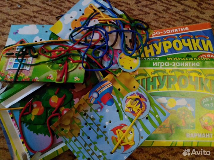 Книги развивашки детские (за все) + шнурочки