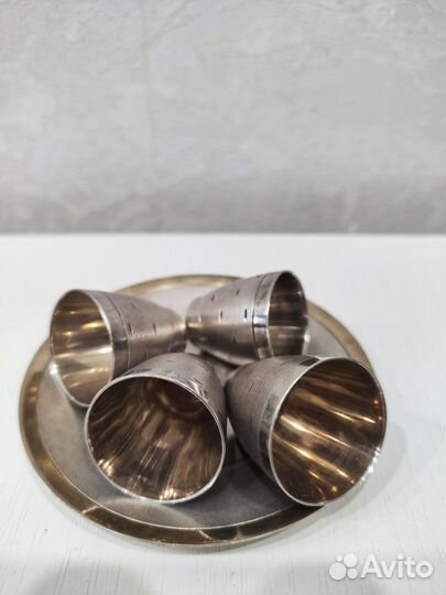 Стопки с подносом мельхиор